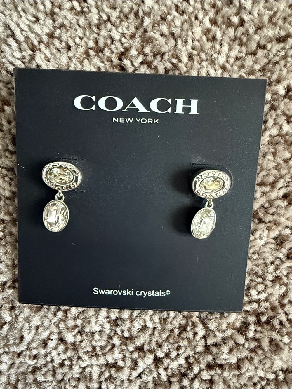 NEW Coach jewelry- silver crystal earrings and necklace/earring set. - Picture 2 of 5